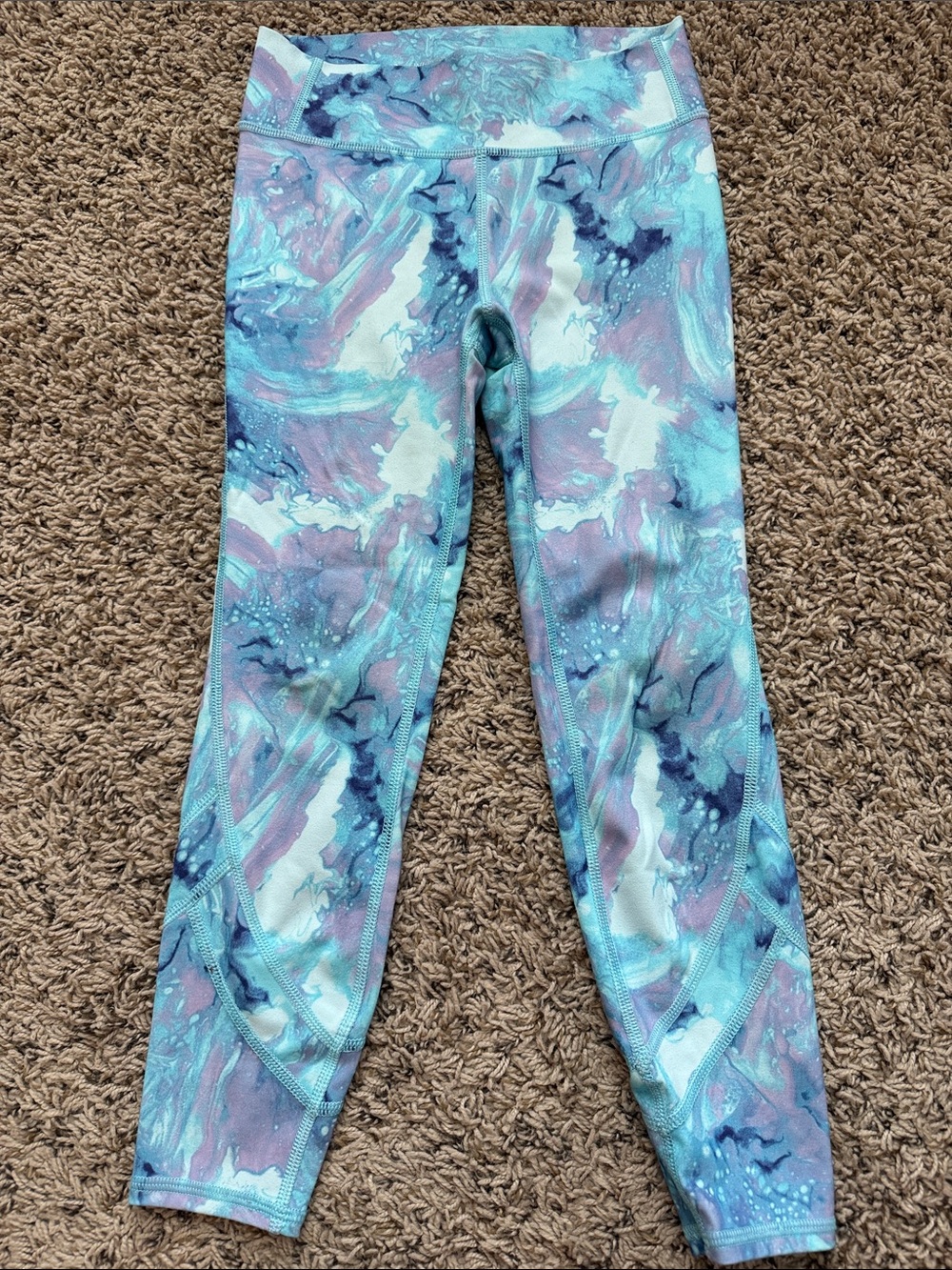 all in motion Aqua, Purple & Navy Marble-Print Girls' Leggings
